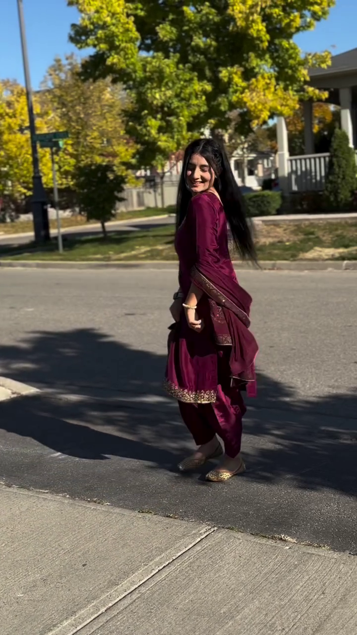 Elegant Wine Silk Salwar Kameez Suit with Dupatta – A Perfect Choice for Every Festive Occasion - Image 3