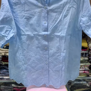 🌸 Breezy Charm: Cotton Schiffli Embroidered Shirt – Available in Multiple Pastel Shades ☁️