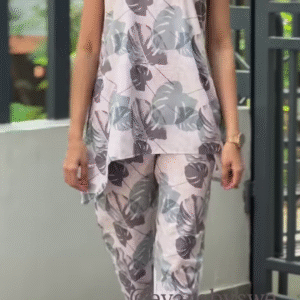 🌴 Tropical Breeze Sleeveless Co-ord Set – Light, Breezy & Stylish