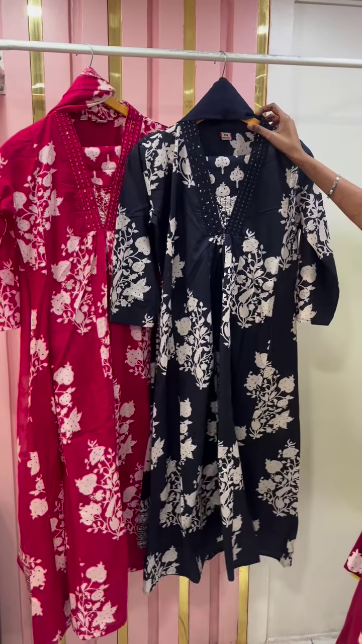 Elegant Floral Printed Kaftan Kurtis – Effortless Comfort Meets Traditional Grace - Image 3