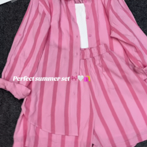 Pink Striped Cotton Co-ord Set