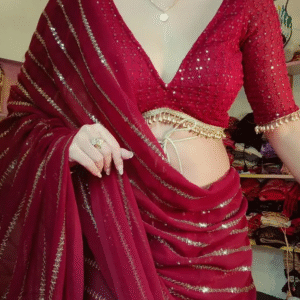 Beautiful Maroon Color Sequin Work Designer Saree – A Glamorous Statement