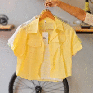 URB_N Women Crinkled Cropped Shirt