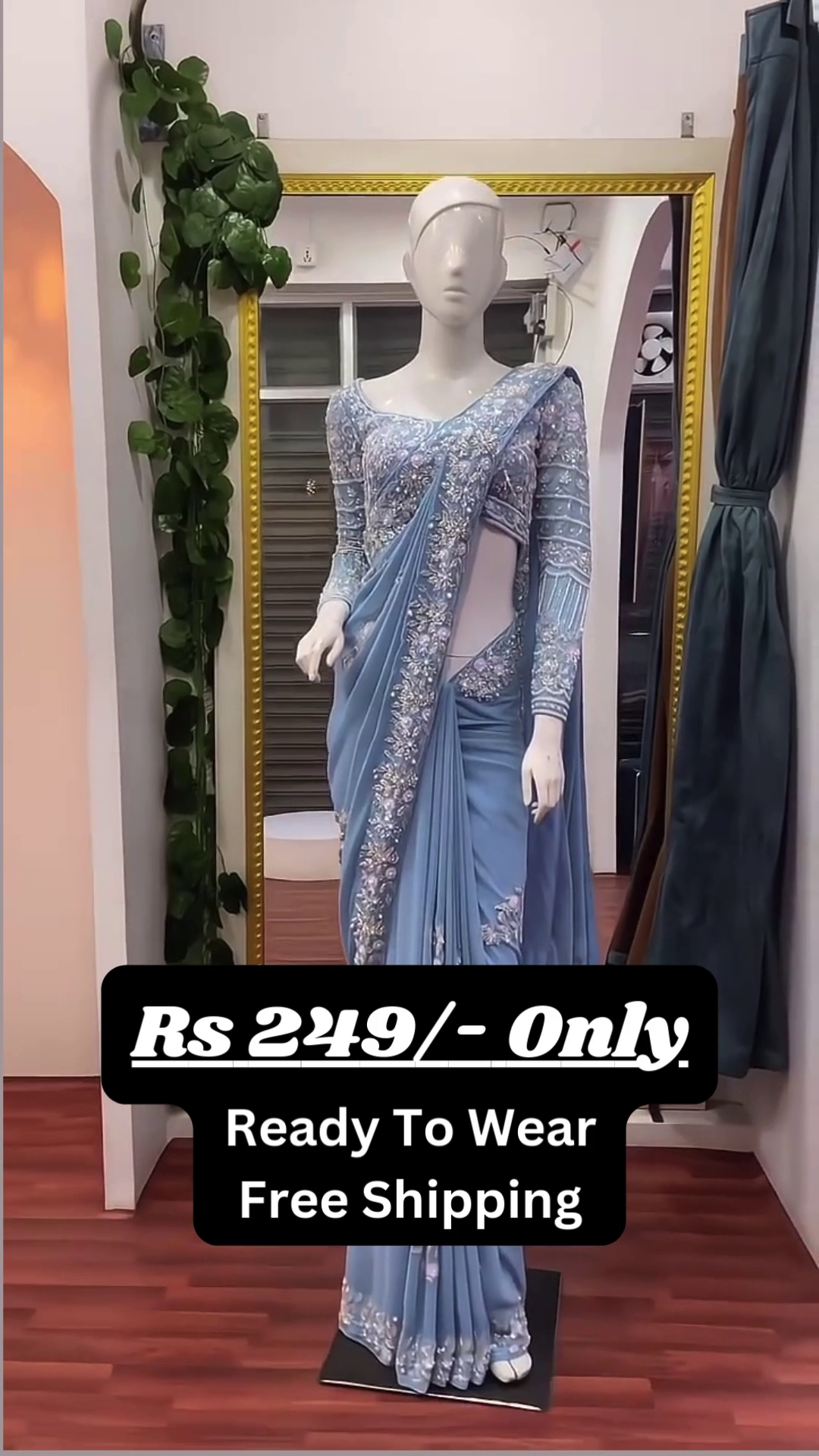 Mesmerizing Sky Blue Embroidered Saree – A Blend of Grace and Glamour