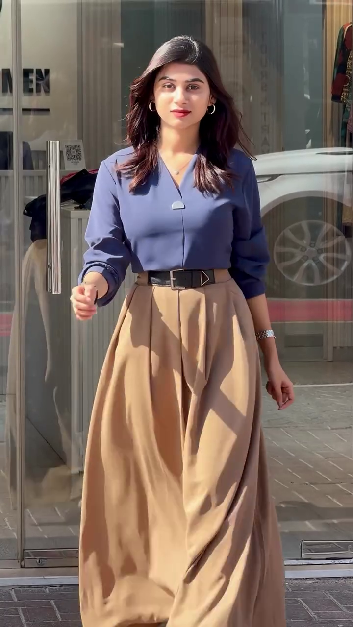 Effortlessly Elegant: Classic Collared Shirt & Pleated Bottom Set – Now in Multiple Color Variants - Image 3