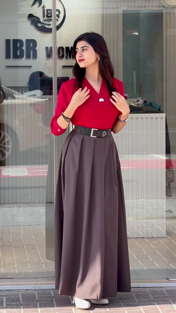 Effortlessly Elegant: Classic Collared Shirt & Pleated Bottom Set – Now in Multiple Color Variants - Image 4