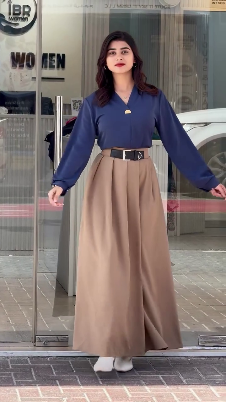 Effortlessly Elegant: Classic Collared Shirt & Pleated Bottom Set – Now in Multiple Color Variants