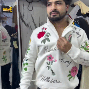 🔥 Premium Floral Embroidered White Sweatshirt – Stylish, Trendy & Winter-Perfect! 🌸❄️