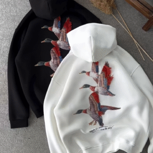 🦆 Premium Flying Duck Embroidered Hoodie | Winter Oversize Unisex Hoodie (XXS–XXL)