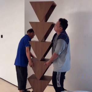 🪵 GeoSpire™ Modern Wooden Sculpture Shelf – Art Meets Functional Design ✨