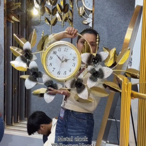 ✨ Luxury Floral Metal Wall Clock | Elegant Gold Leaf Designer Timepiece ✨