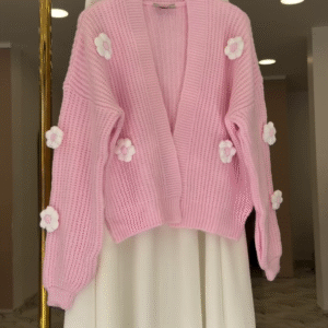 🌸 BlossomKnit™ Floral Appliqué Cardigan – Soft Romance, Cozy Elegance
