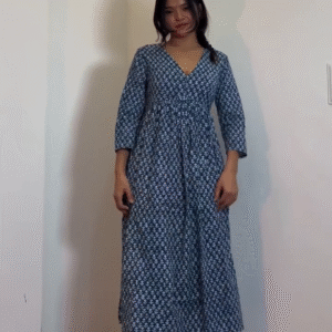 💙 Indo Era Blue Ethnic Motifs Printed Empire Pure Cotton Kurta with Trousers Set – Elegant & Comfortable 💙