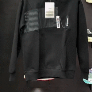 🖤 Black Nataro Crew Neck Striped Sweatshirt – Bold Street Style with a Statement Patch 🔥