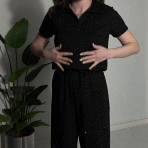 🖤 Relax in Style: Women’s Black Printed Loungewear Set ✨