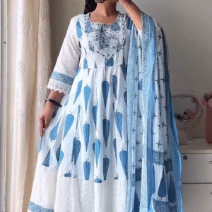 Azure Bloom Anarkali Suit Set – Grace in Every Twirl