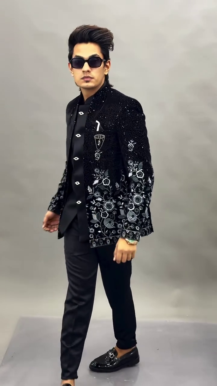 Bold Elegance: A Modern Statement in Black Embroidered Couture - Image 2