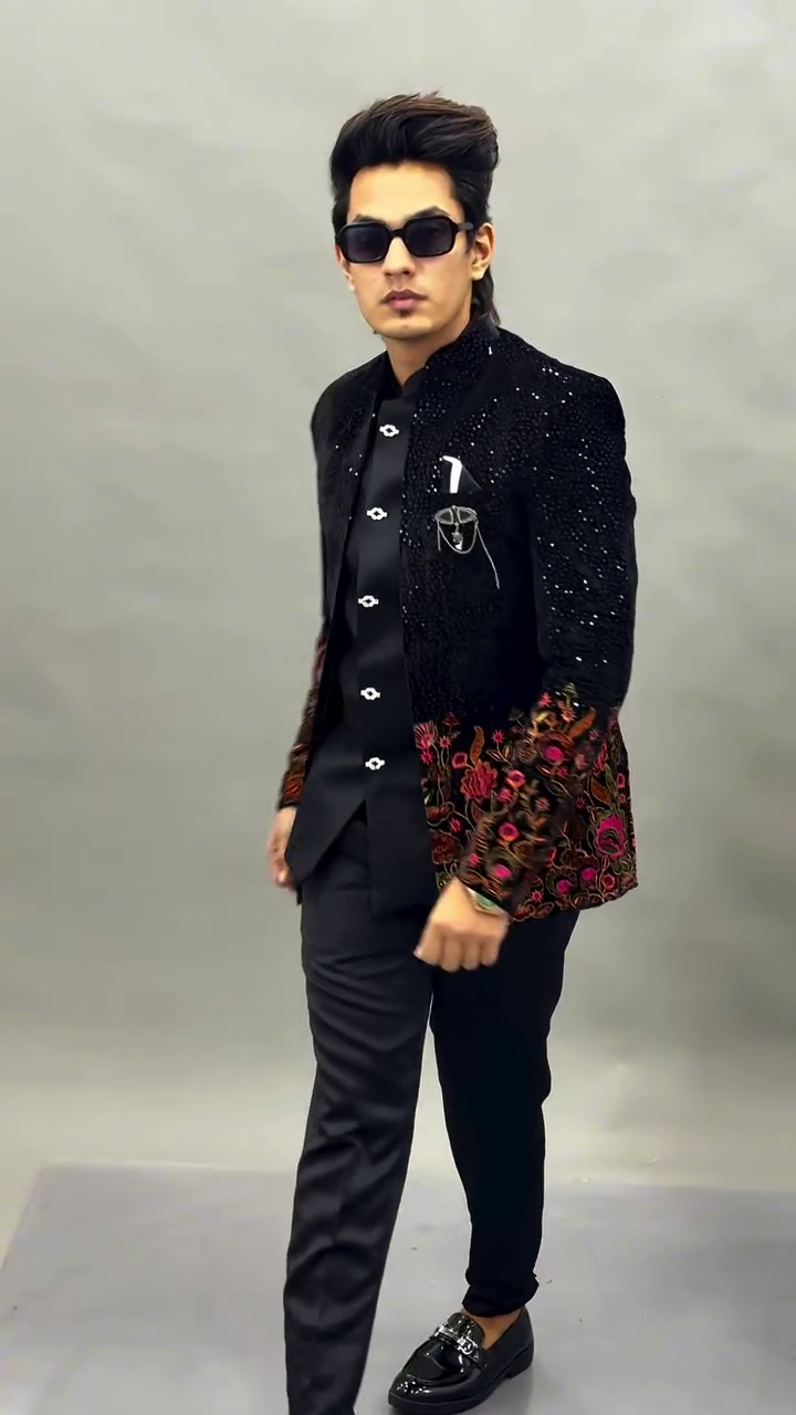 Bold Elegance: A Modern Statement in Black Embroidered Couture