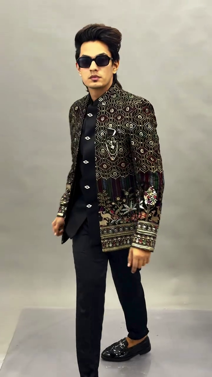 Bold Elegance: A Modern Statement in Black Embroidered Couture - Image 6