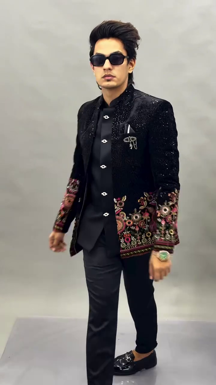 Bold Elegance: A Modern Statement in Black Embroidered Couture - Image 7