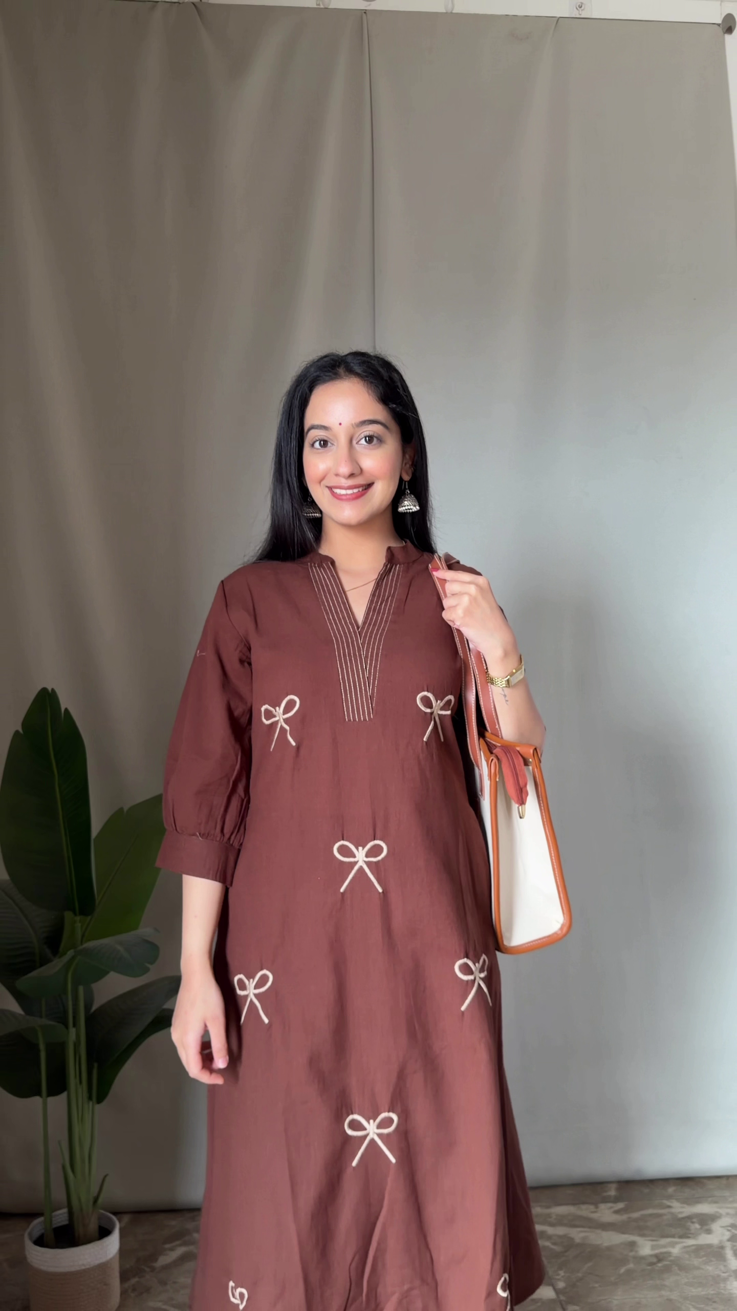 π Radiant Ethnic Charm: Yellow Embroidered Cotton Kurta with Matching Palazzo Pants - Image 5