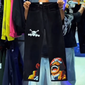 Trendy Anime Printed Baggy Jeans for Girls & Boys | Korean Street Style Denim