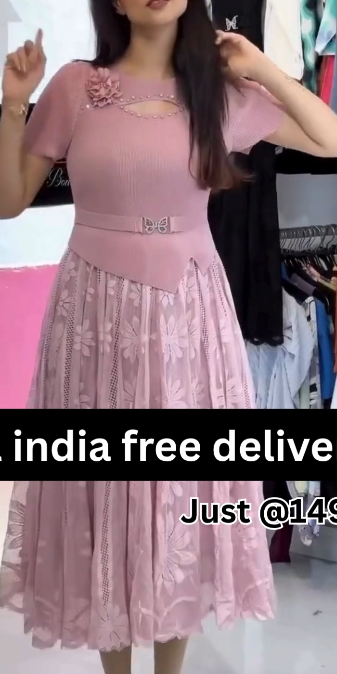 Elegant Mauve Party Wear Gown for Women with Floral Design & Belt – Stylish Look - Image 4