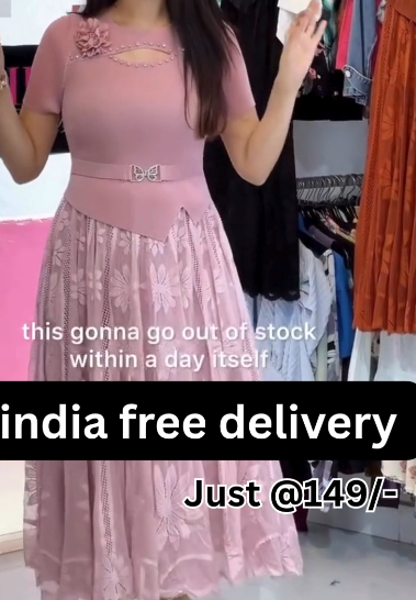 Elegant Mauve Party Wear Gown for Women with Floral Design & Belt – Stylish Look - Image 3