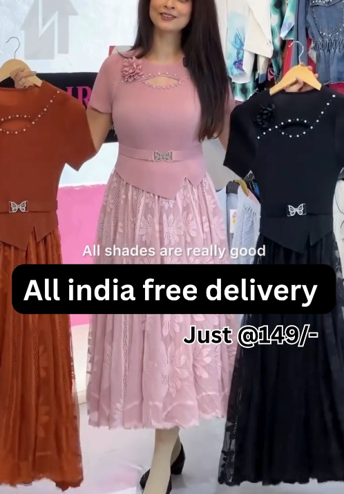 Elegant Mauve Party Wear Gown for Women with Floral Design & Belt – Stylish Look - Image 6