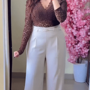 Chic Tailored Wide Leg Trousers for Women with Belt | Elegant High Waist Office & Casual Pants | Premium Korean Style Fashion Bottoms
