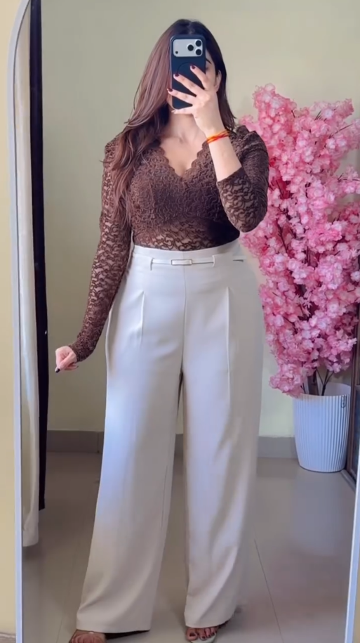 Chic Tailored Wide Leg Trousers for Women with Belt | Elegant High Waist Office & Casual Pants | Premium Korean Style Fashion Bottoms