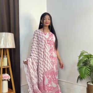 Elegant Printed Cotton Suit Set with Dupatta – Graceful Ethnic Style for Every Occasion