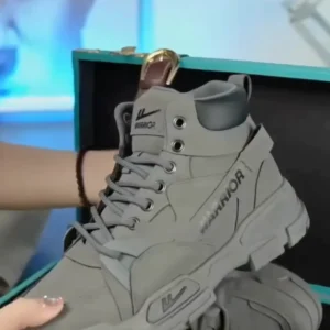Rugged Style Meets Comfort – Water-Resistant Warrior High-Top Boots in Grey | Just ₹149