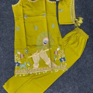 Grace in Every Thread – Trending Ethnic Kurti Palazzo Set with Dwarkadhish Embroidery at Just ₹149