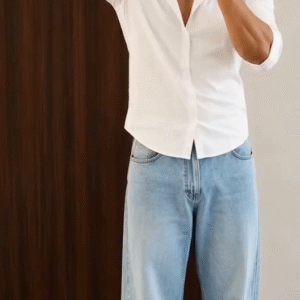 Classic White Button-Down Shirt with Tailored Black Trousers – Timeless Smart Casual & Formal Co-Ord Set