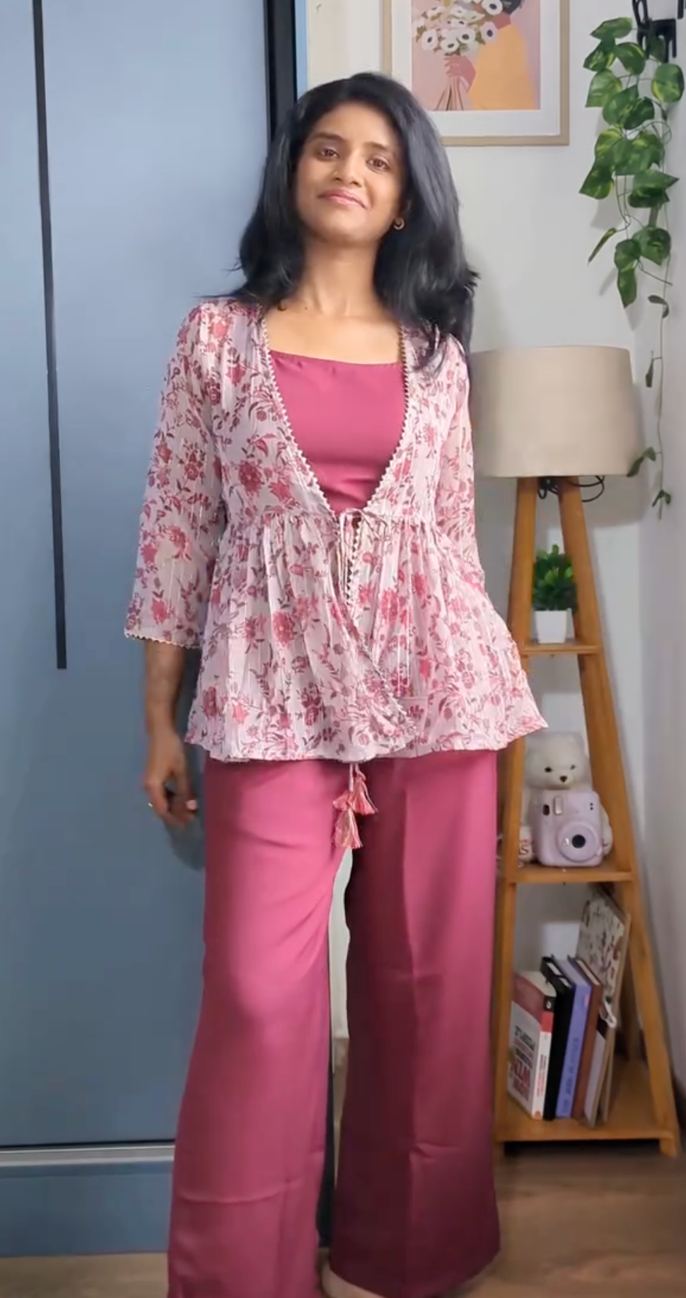 Women's Floral Printed 3-Piece Co-Ord Set – Stylish Shrug, Inner Top & Palazzo Set - Image 4