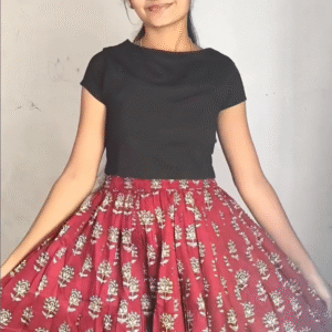 Women's Printed Cotton Flared Maxi Skirt – Stylish Ethnic Long Skirt for Casual & Festive Wear